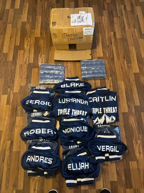 Named team kit, packed for delivery