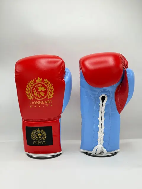 Lace-up boxing gloves, custom crest