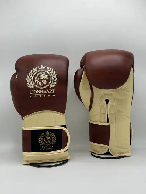 Brown and cream leather gloves